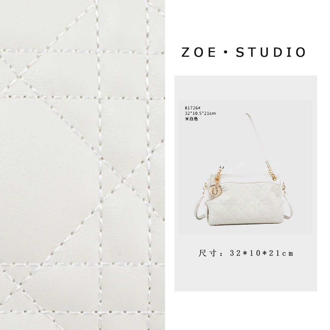 【佐伊甄选】QYX-81726-米白色轻奢女士时尚小众真皮单肩挎包
