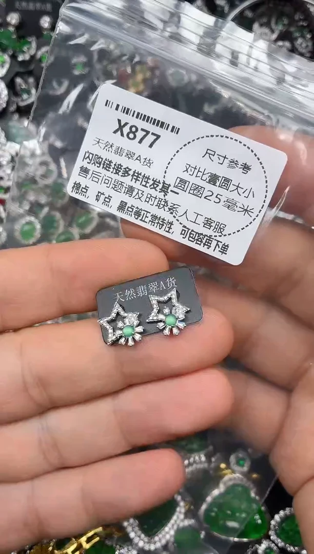 颈饰未镶嵌翡翠X877耳钉
