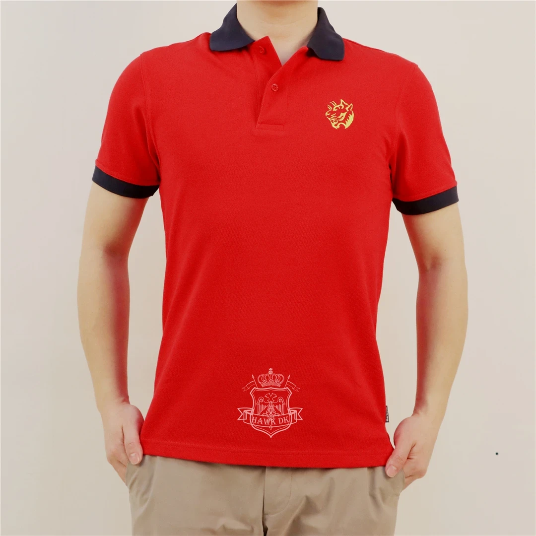 Engbarbour中国定制老虎限量版短袖翻领POLO红色虎头刺绣夏季男