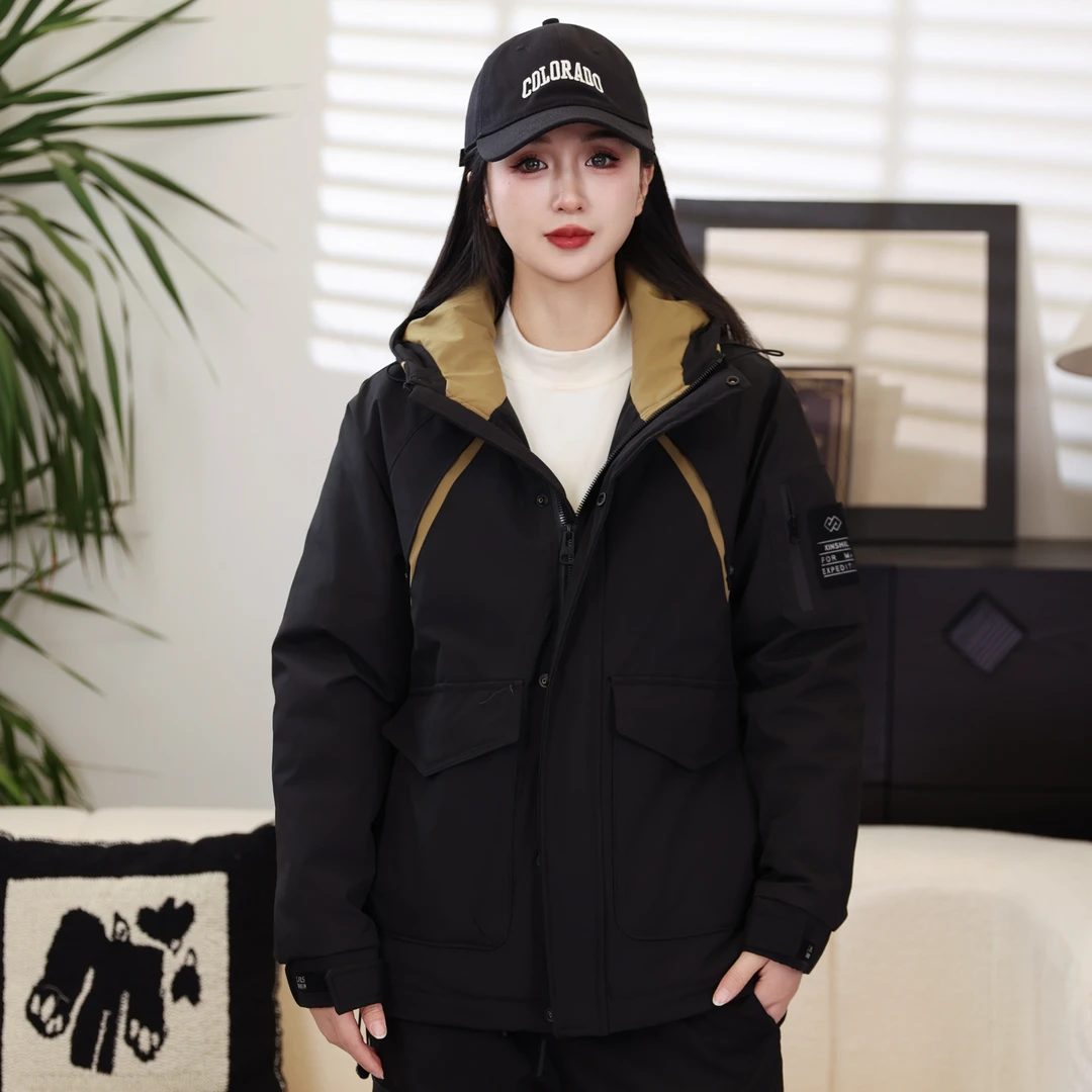 秋冬新款情侣百搭工装棉服连帽潮流休闲户外防风防水加厚保暖外套
