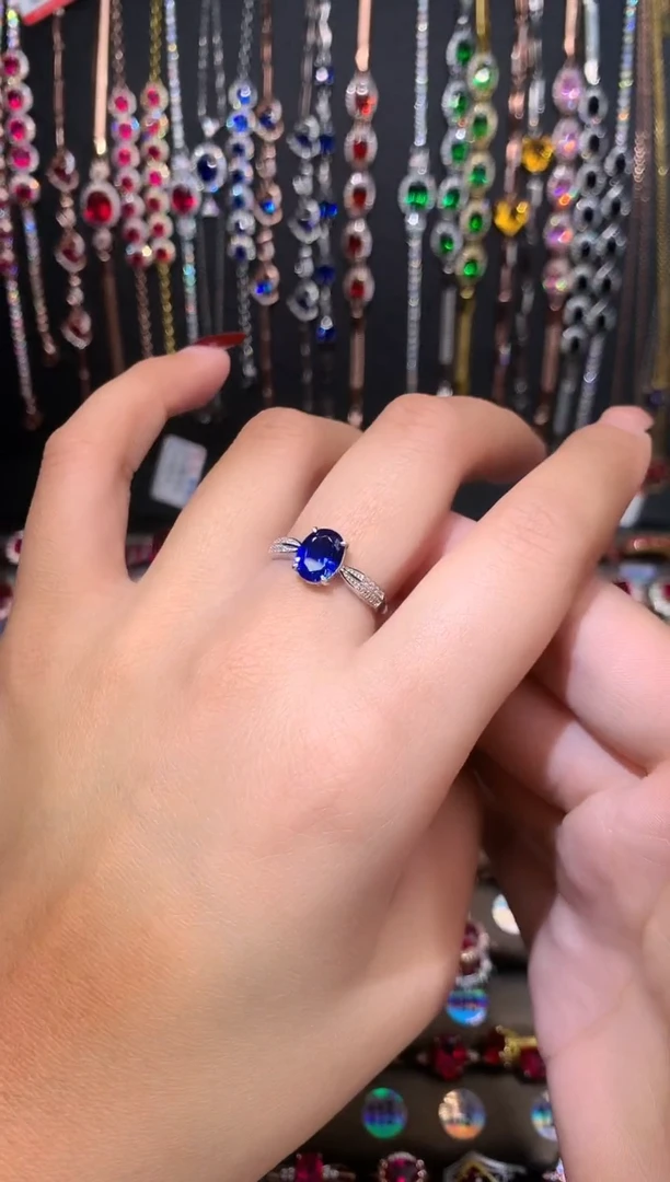 【闪购商品】蓝宝石戒指银S925镶嵌银色