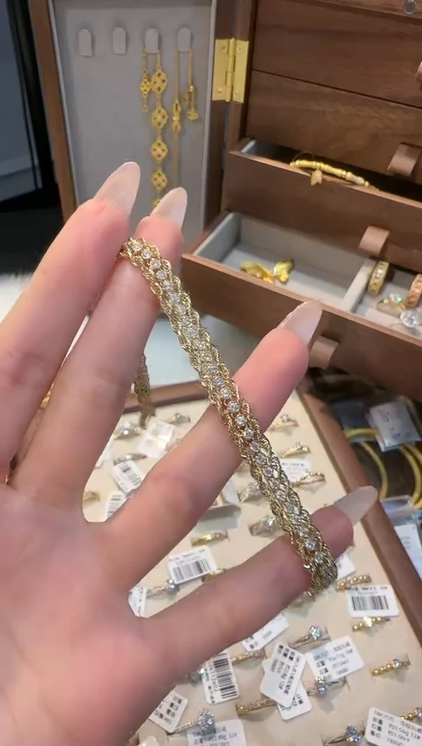 【闪购商品】钻石手链18K金镶嵌麻绳手链17#