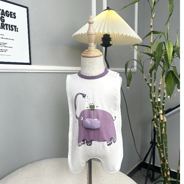 （糖果屋）夏款背心连体衣空调服韩版休闲哈衣宝宝夏季哈衣爬爬服