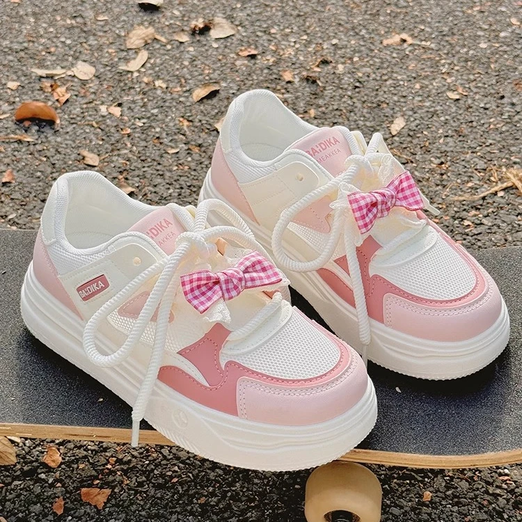 Moleubak小白鞋女2025新款配裙子夏季透气网鞋女百搭厚底板鞋潮流