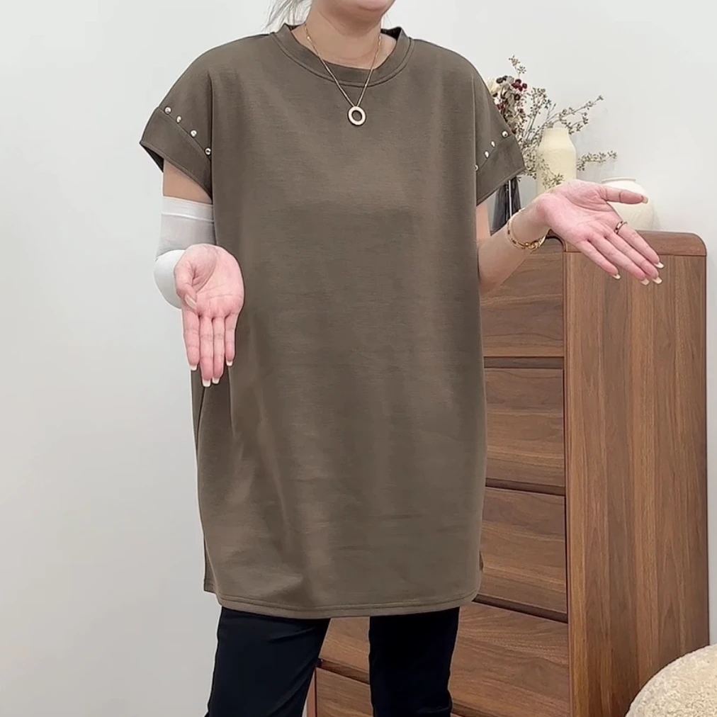 【林南南】 圆领无袖T恤时尚休闲百搭宽松大码简约韩版625676