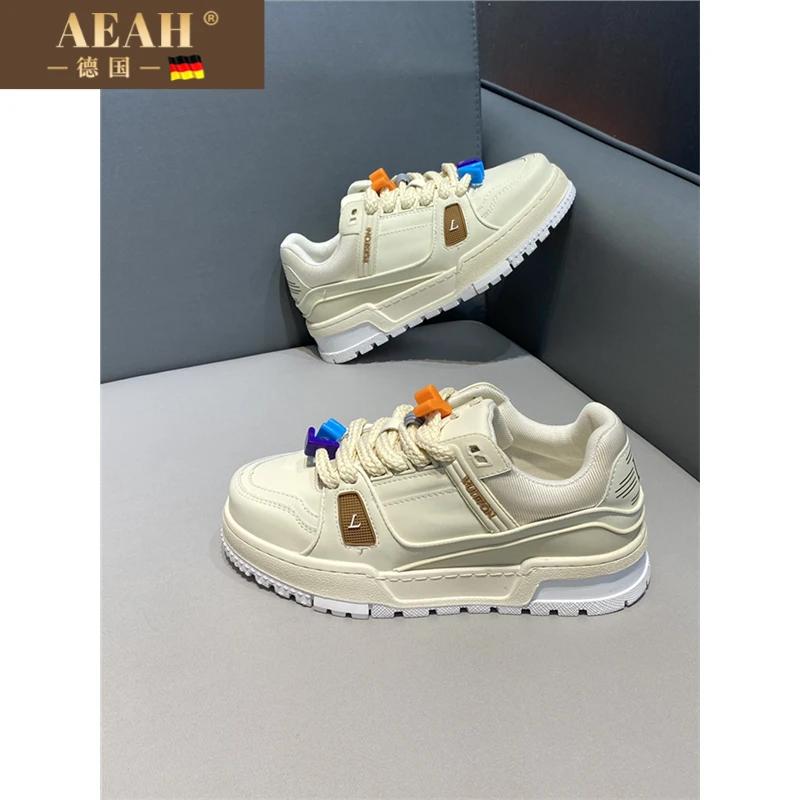 AEAH轻奢品牌高档轻奢国潮面包板鞋男士2025秋季新款透气小胖丁厚