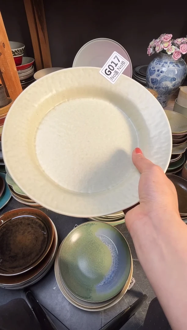 瓷片N**ig017茶青锤纹盘福利