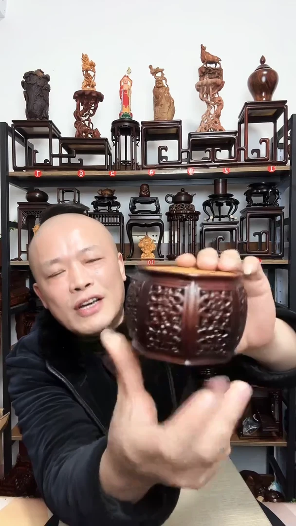 紫砂底座木8.5直径6.6高
