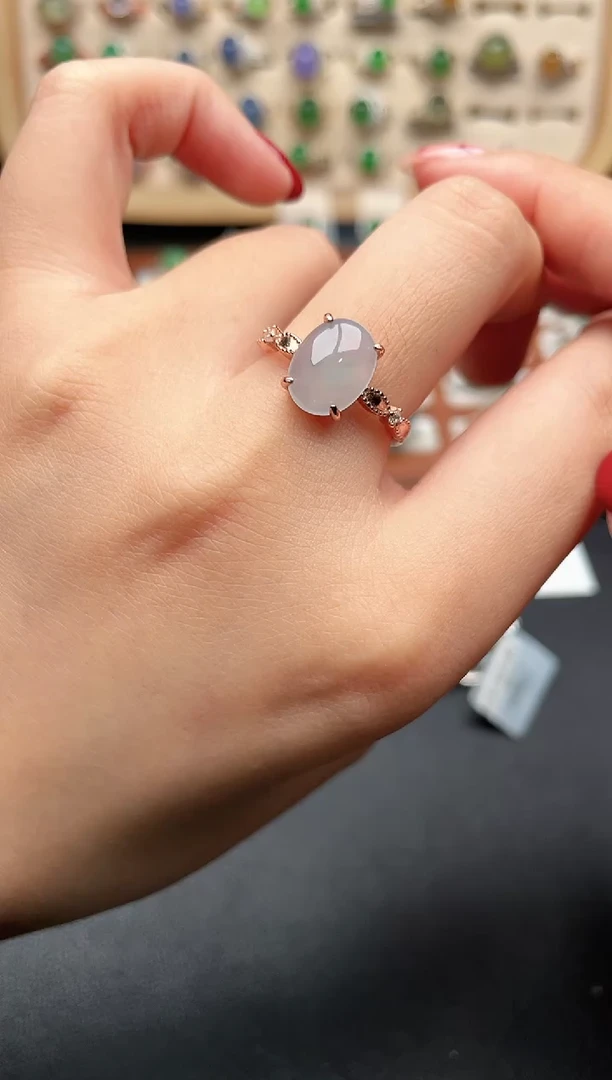 银S925镶嵌戒指翡翠一物一证一礼盒