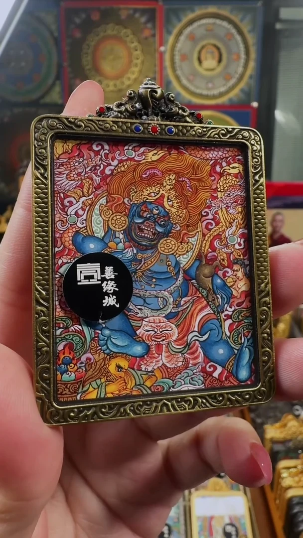 吊坠壹善缘城手绘唐卡黑C