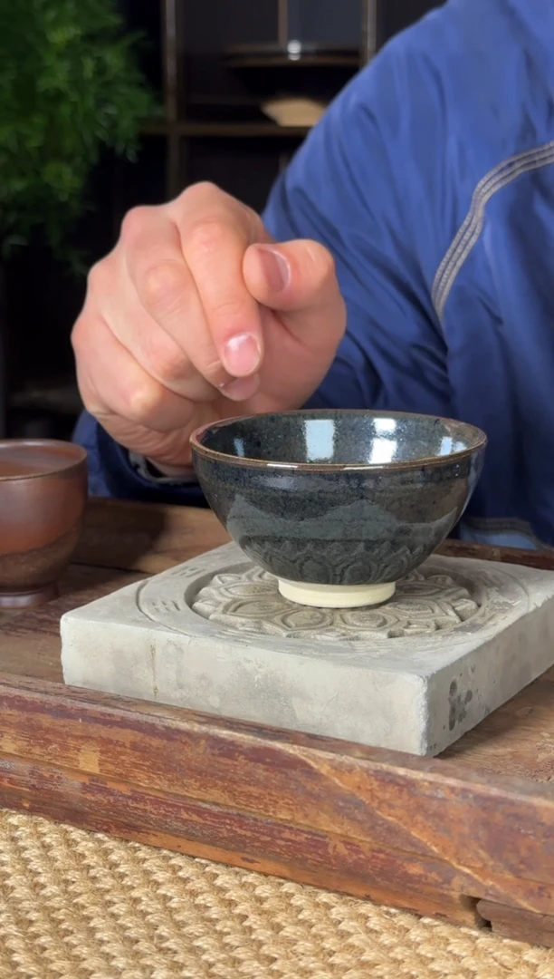 平阳窑手作黑釉油滴盏