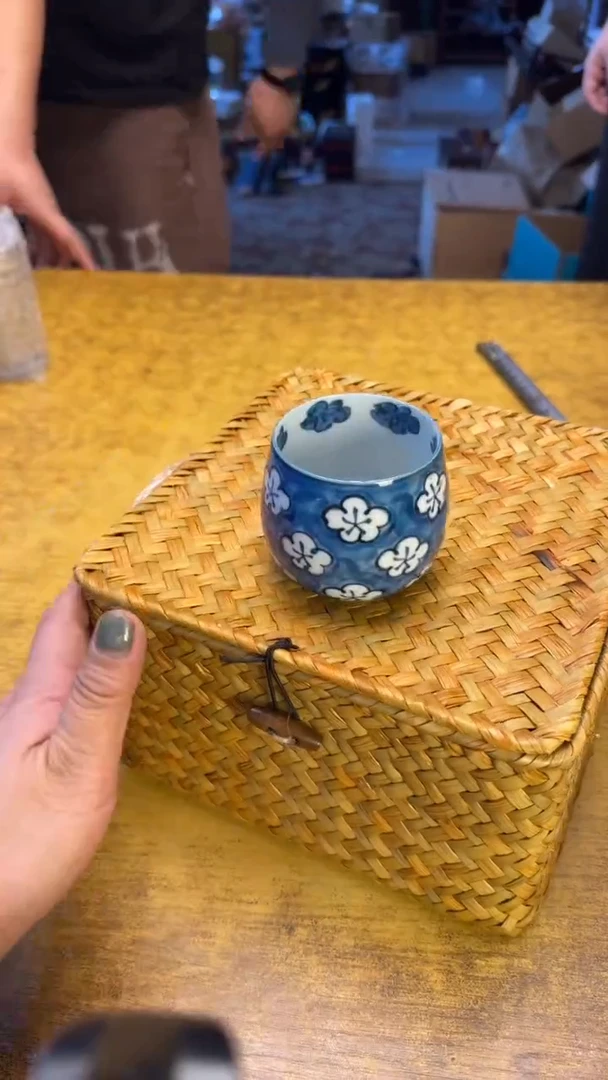 瓷器瓷器瑕疵老破旧145兰香竹筐碗