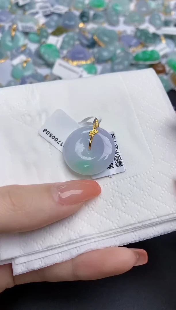 【闪购商品】翡翠颈饰18K金镶嵌天然缅甸翡翠A货