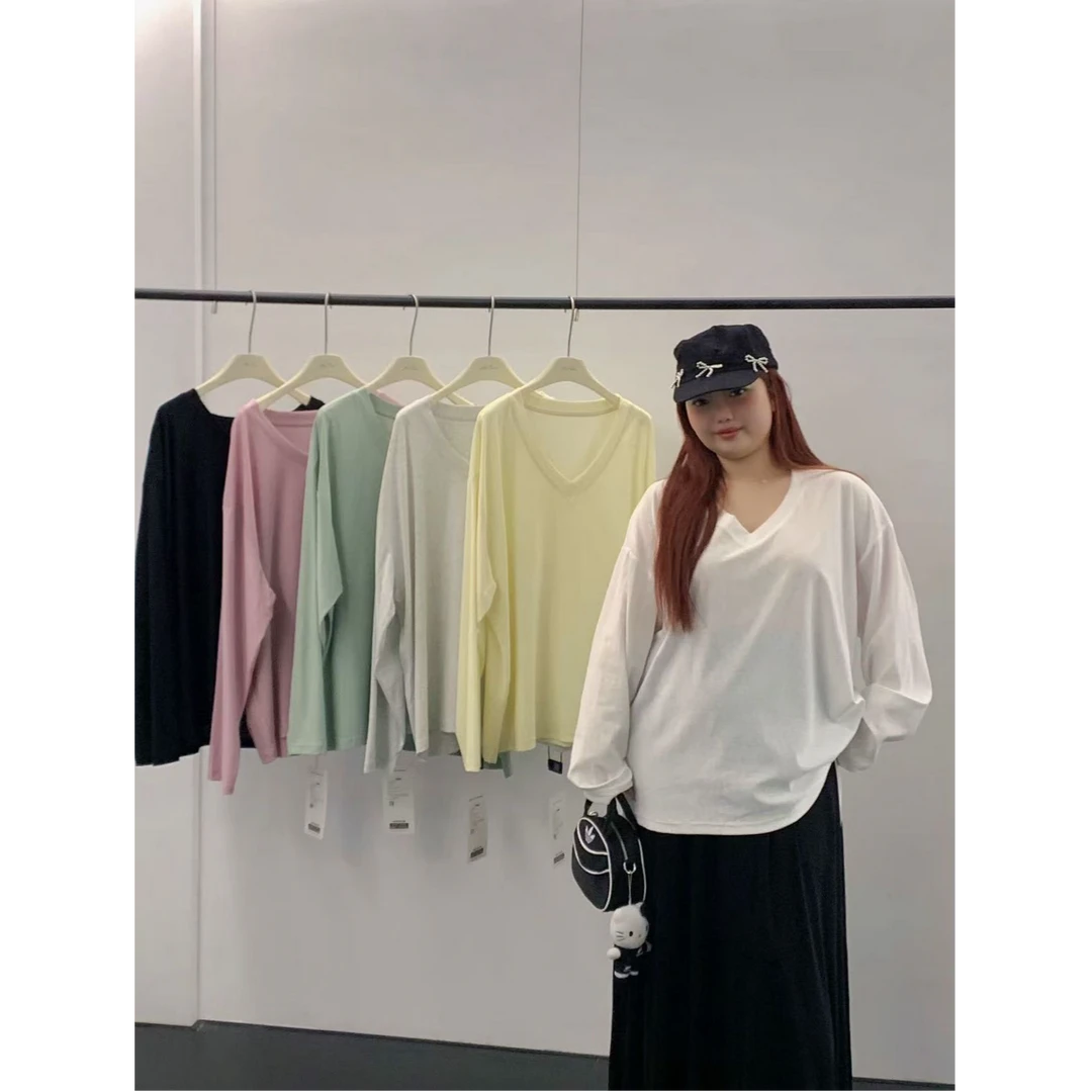 慧芝huizhi 超大码系列 v领宽松懒人休闲上衣Ds893