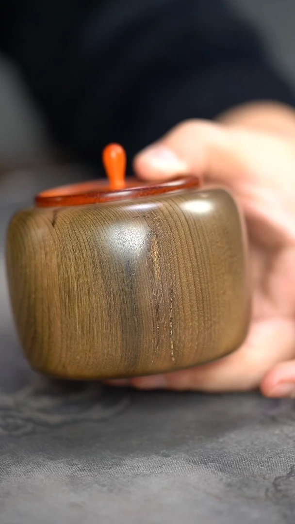 【闪购商品】金丝楠木雕773号微瑕阴沉料满花纹精工药香茶叶罐