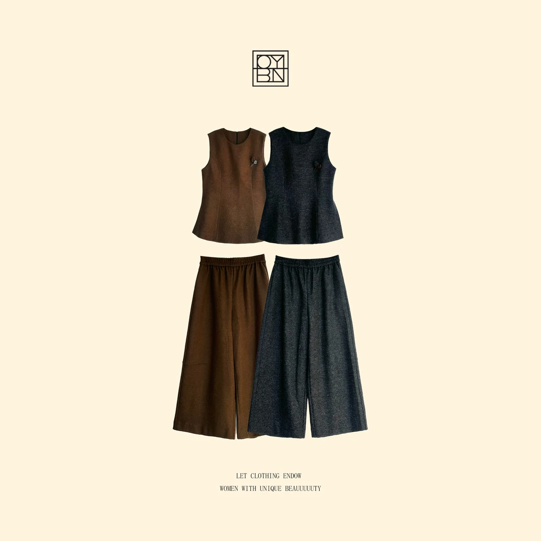 OYBN欧阳贝妮【雾野诗集】微胖大码马夹休闲裤时尚两件套3578