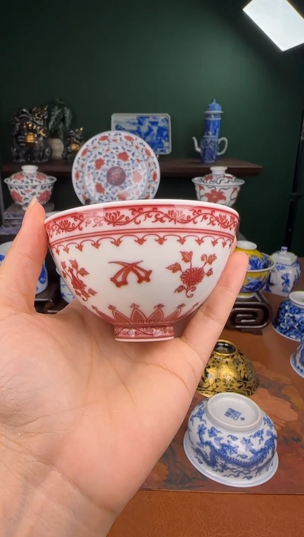杯勤义堂  全红八宝杯杯