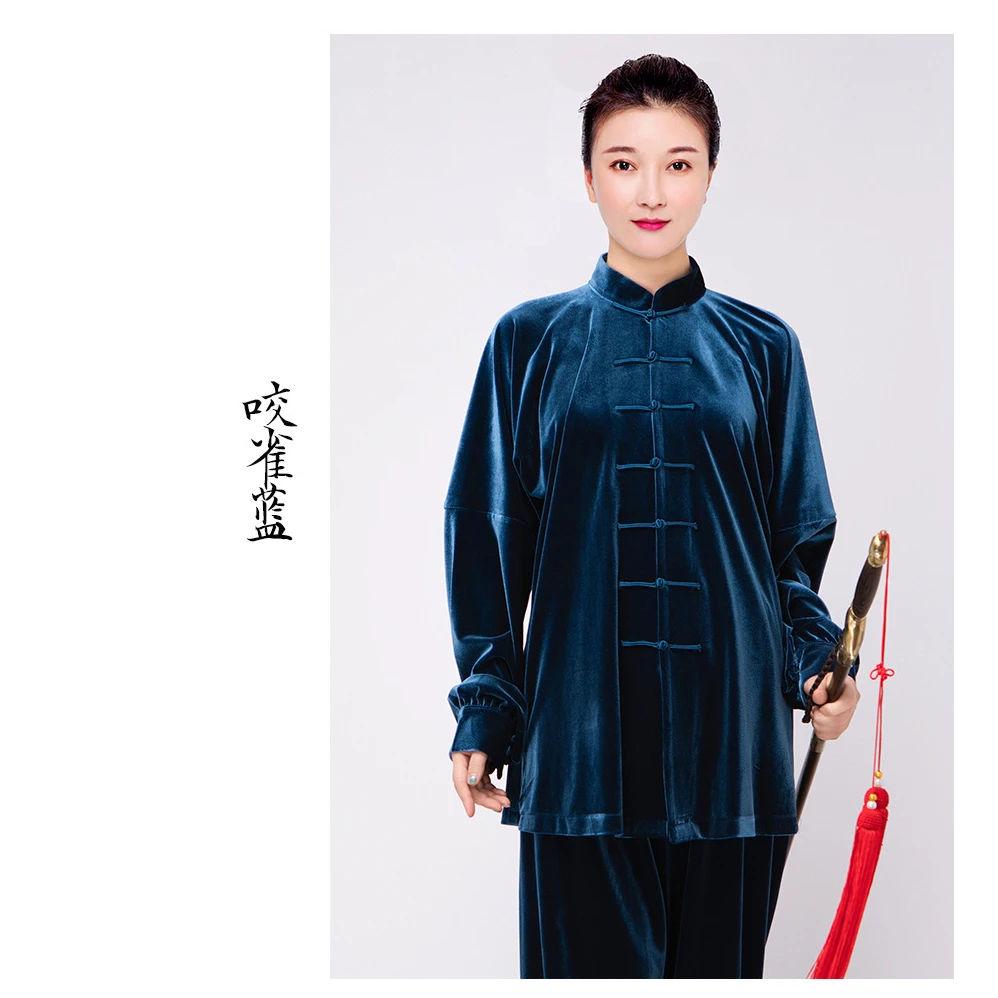 太极服女金丝绒八段锦秋冬季加绒加厚太极拳练功服2025新款服装男