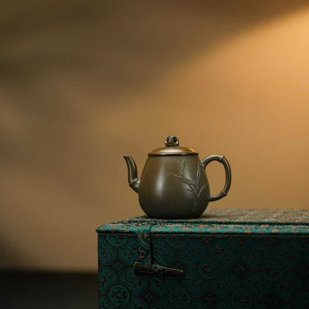 宜兴紫砂壶 观澜·石铭·把玩·95cc 原矿黄段泥 古法柴烧 手工贴花