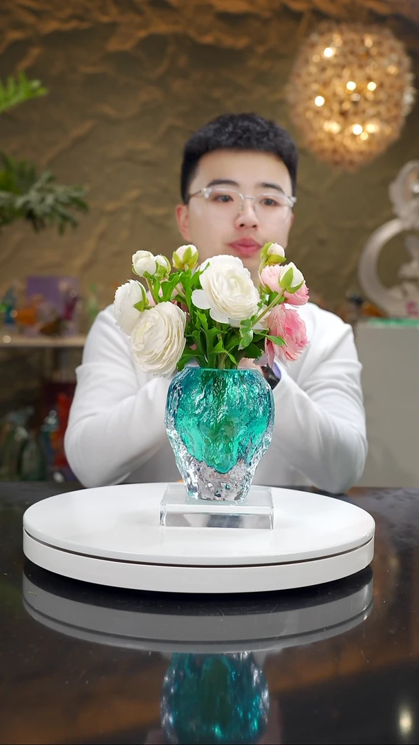 琉璃手工艺品好****意福利湖水蓝水波纹香薰瓶