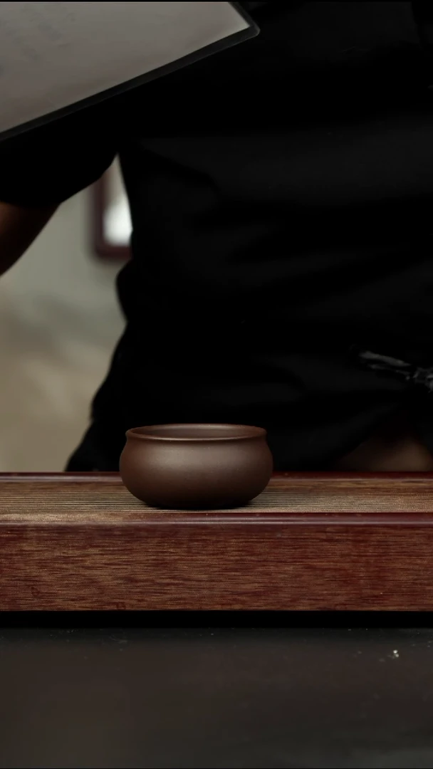 紫砂茶杯紫泥普洱杯