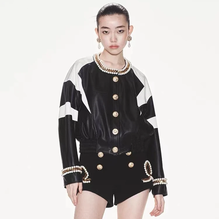 LeFame/拉飞姆LeFame/拉飞姆24春珍珠链条装饰外套LF24C31FC126