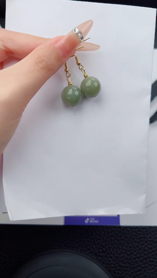合金东陵石耳坠66666碎玉微色差T