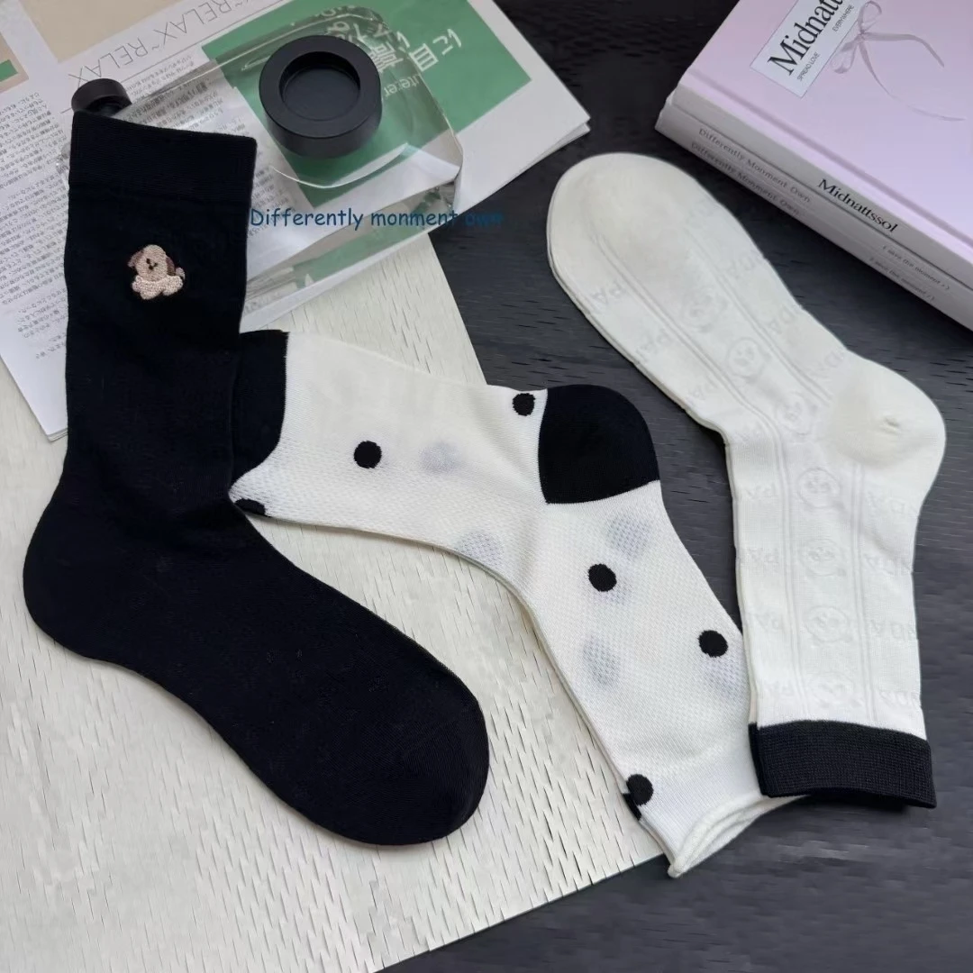 GUGEER零触感无骨女士春夏季中筒运动刺绣网眼袜透气薄袜防臭棉袜