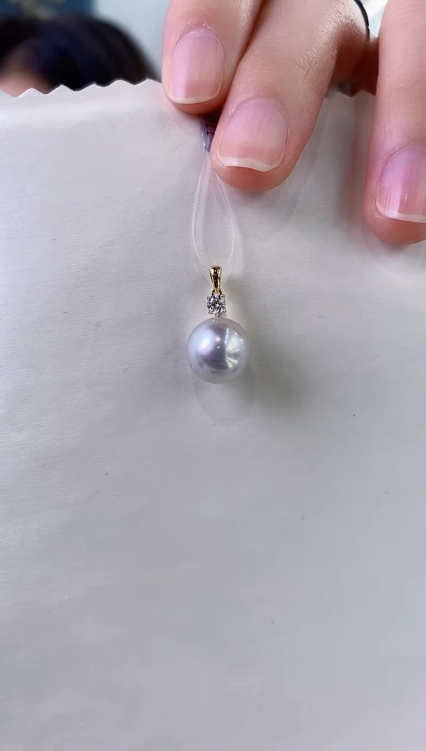 【闪购商品】海水珍珠吊坠(不含链)18K金镶嵌10-11澳白珍珠吊坠