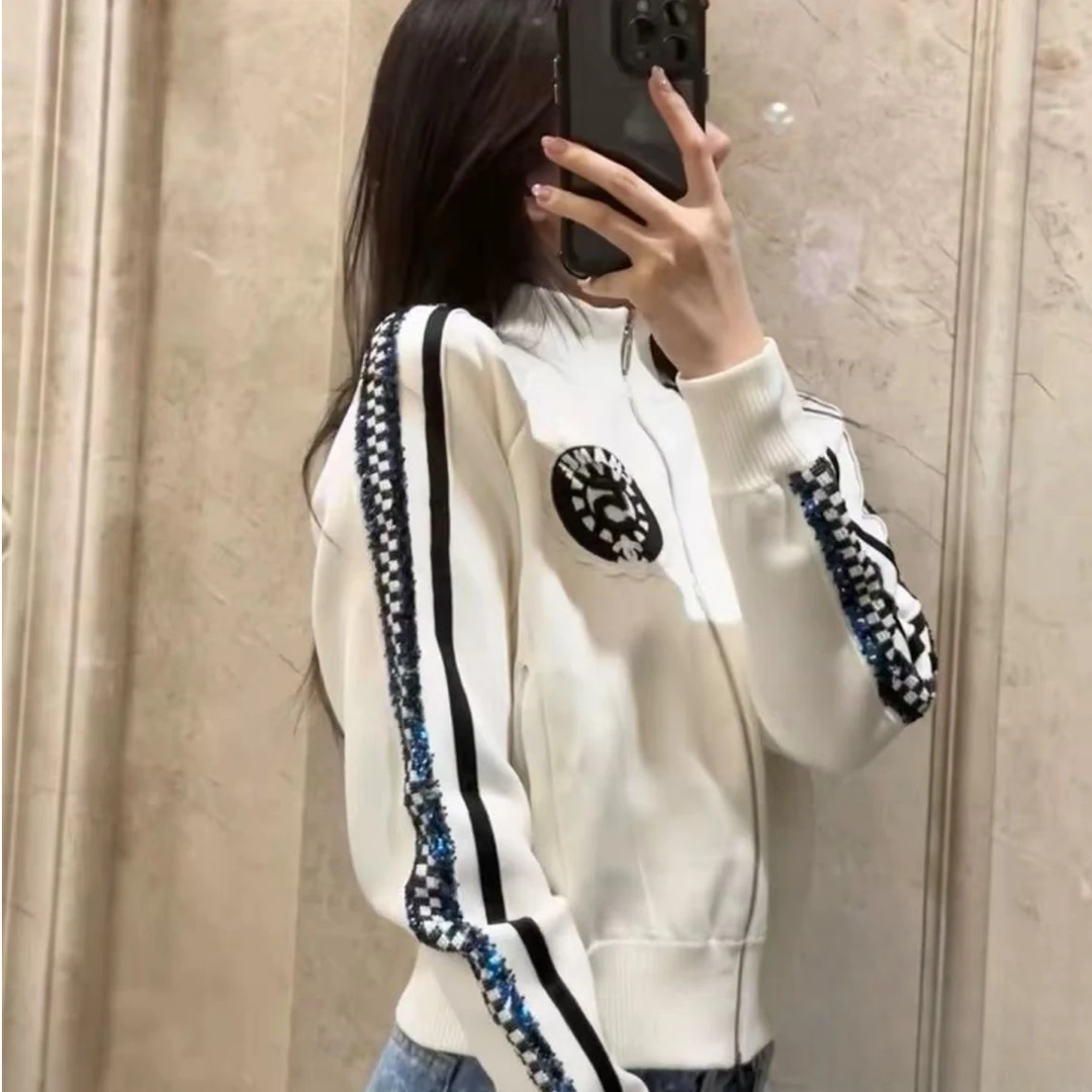 99新 Chanel/香奈儿 23C5号白色棒球服运动衣 34码