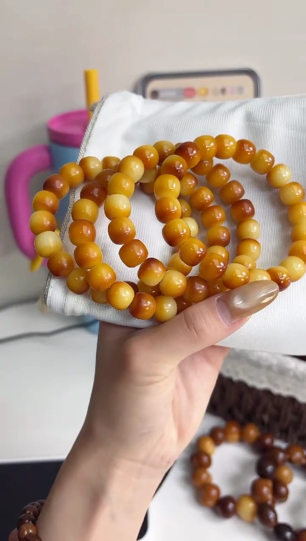 手串菩提根/象牙果沐t19枫糖玉化桶珠10*11mm手串