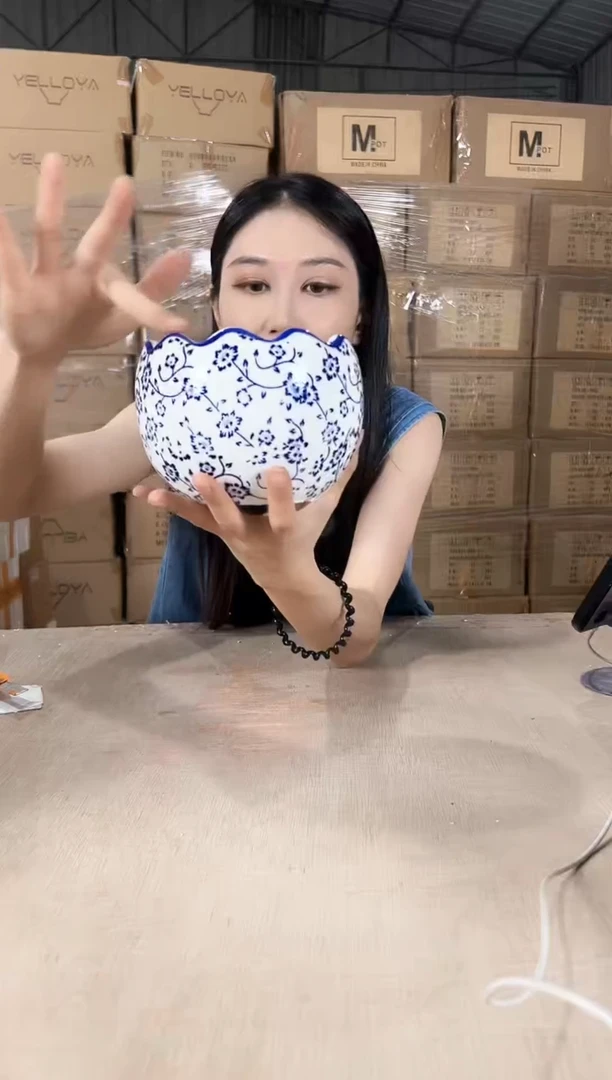 蛋壳青花瓷小号14x11