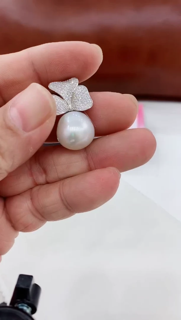 银S925镶嵌吊坠海水珍珠65 吊坠