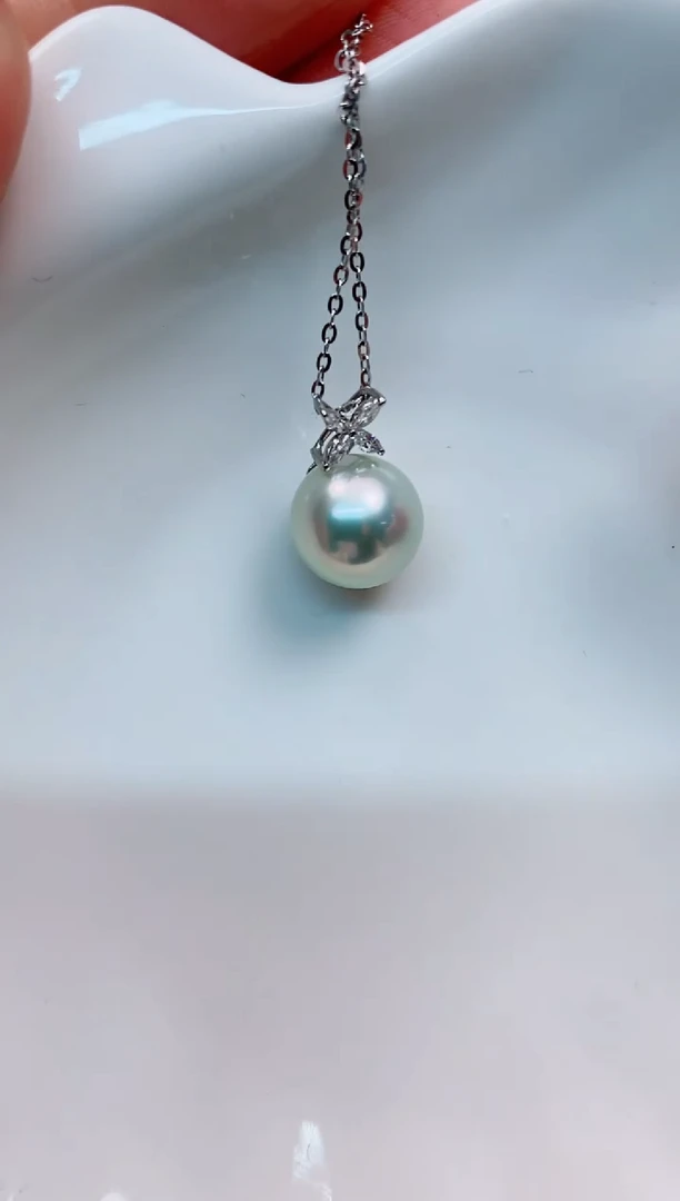 【闪购商品】海水珍珠吊坠(赠链)18K金镶嵌10-11澳白海水珍珠吊坠
