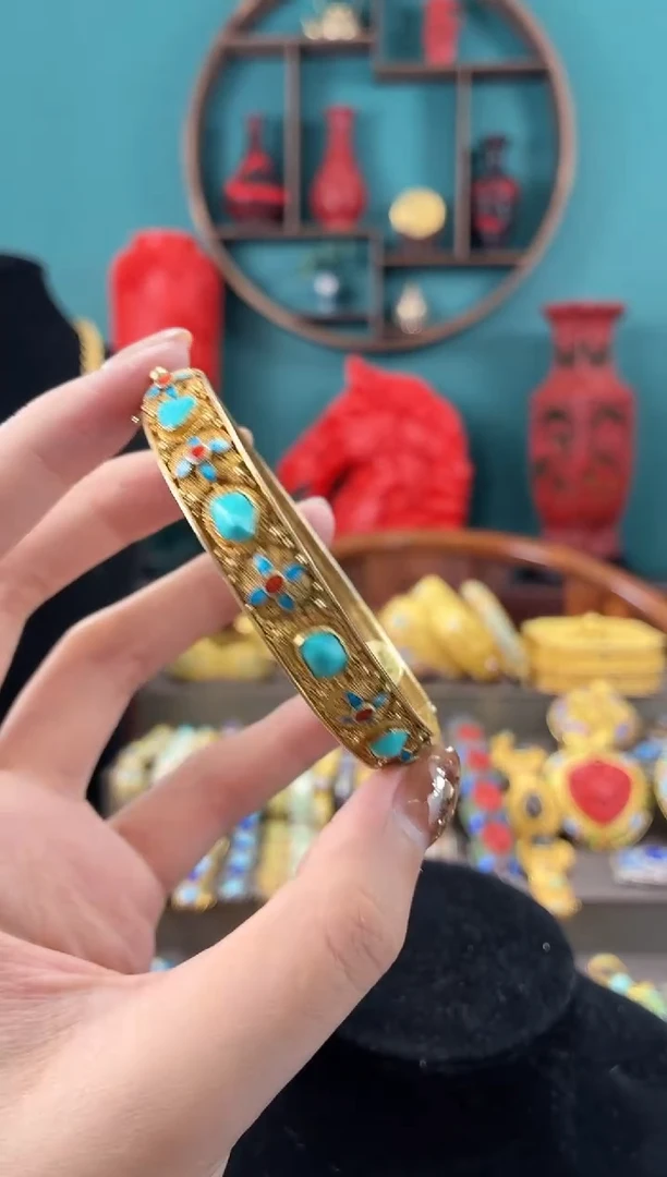 非遗手工花丝镶嵌镯子