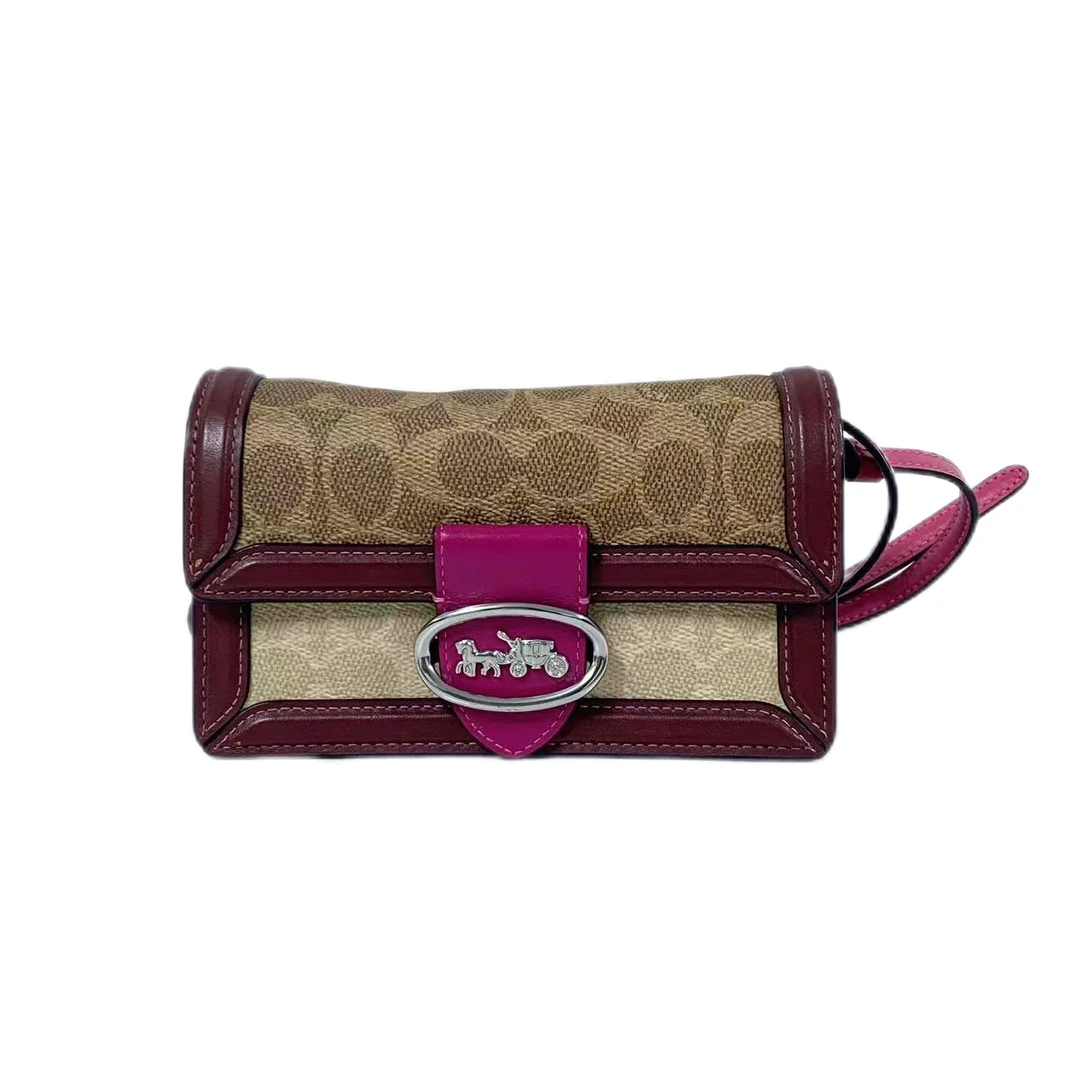 95新 COACH/蔻驰 经典老花PVC拼皮单肩斜挎包 Y-50289-C