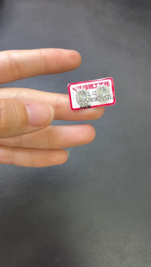 银S925镶嵌翡翠耳饰耳饰