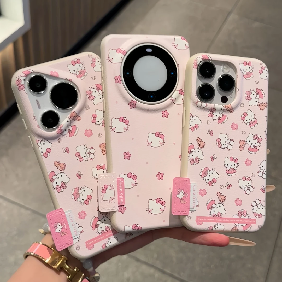 樱桃粉花kitty酱标签适用iPhone17/16手机壳华为P70vivoppo小米15