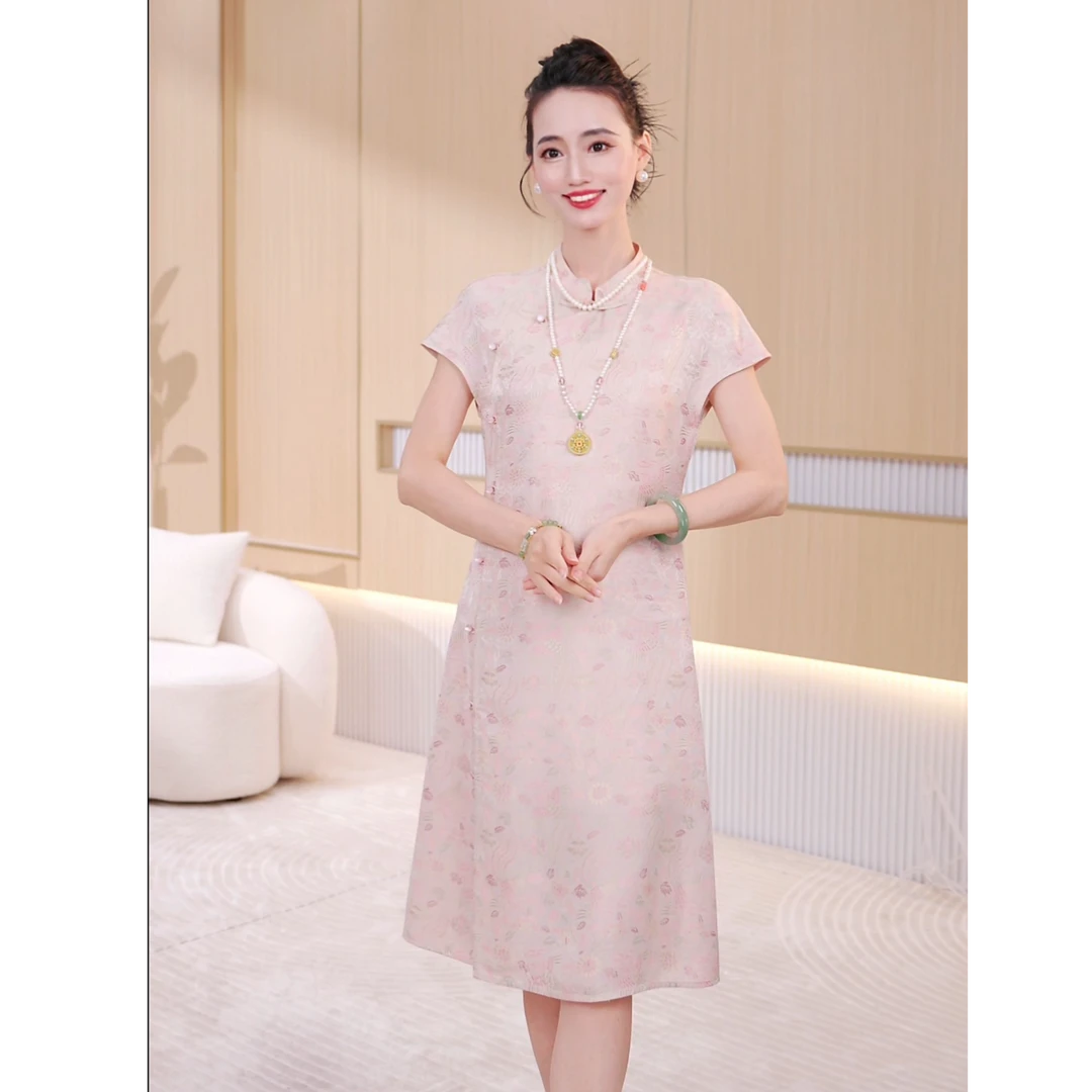 夏爆款宽松透气新中式旗袍裙女装JX0067
