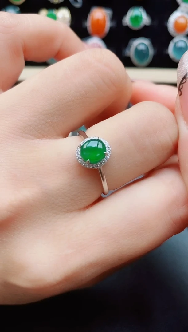 翡翠戒指银S925镶嵌5085050