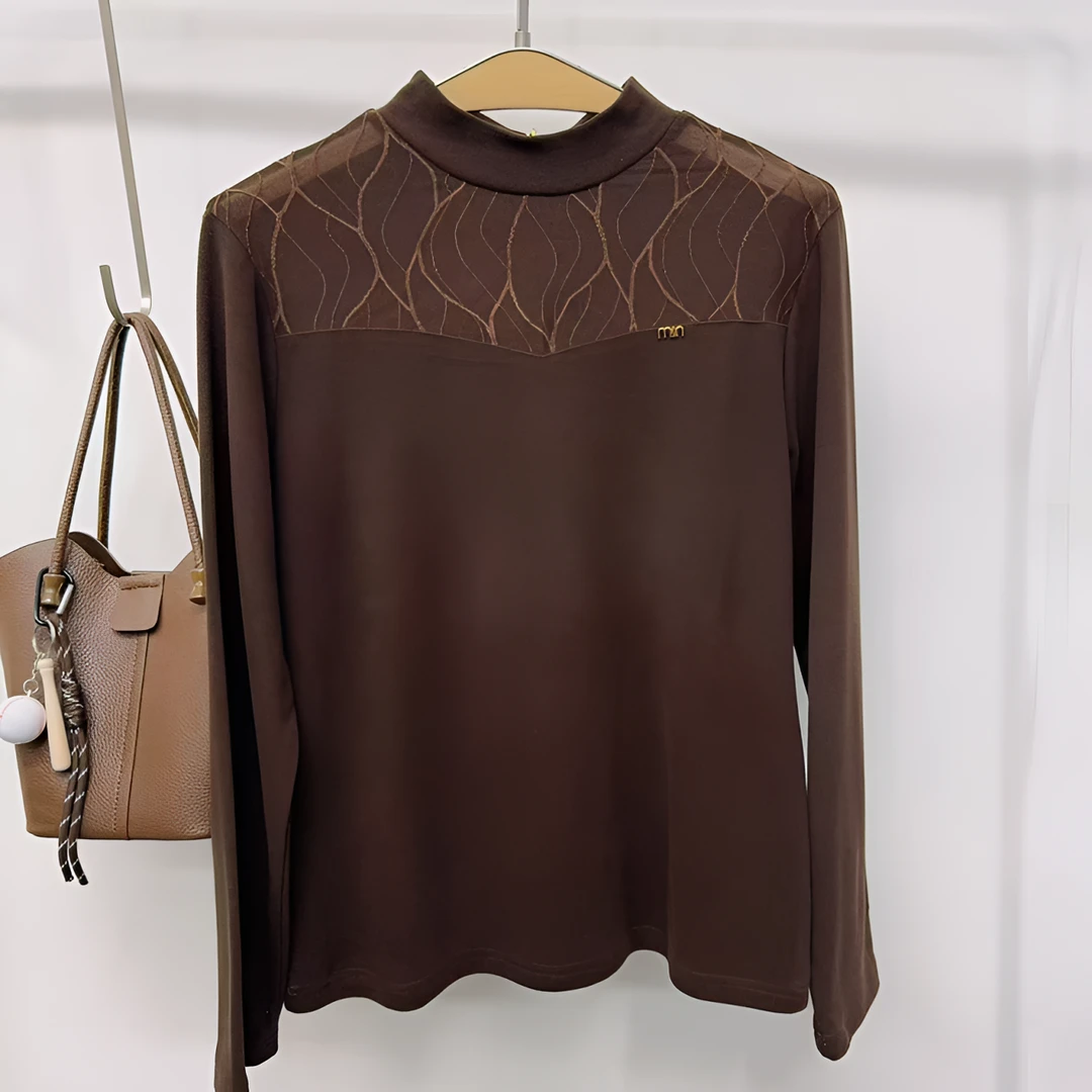 玲子家 822款 拼接蕾丝时尚德绒加厚打底衣上衣T恤