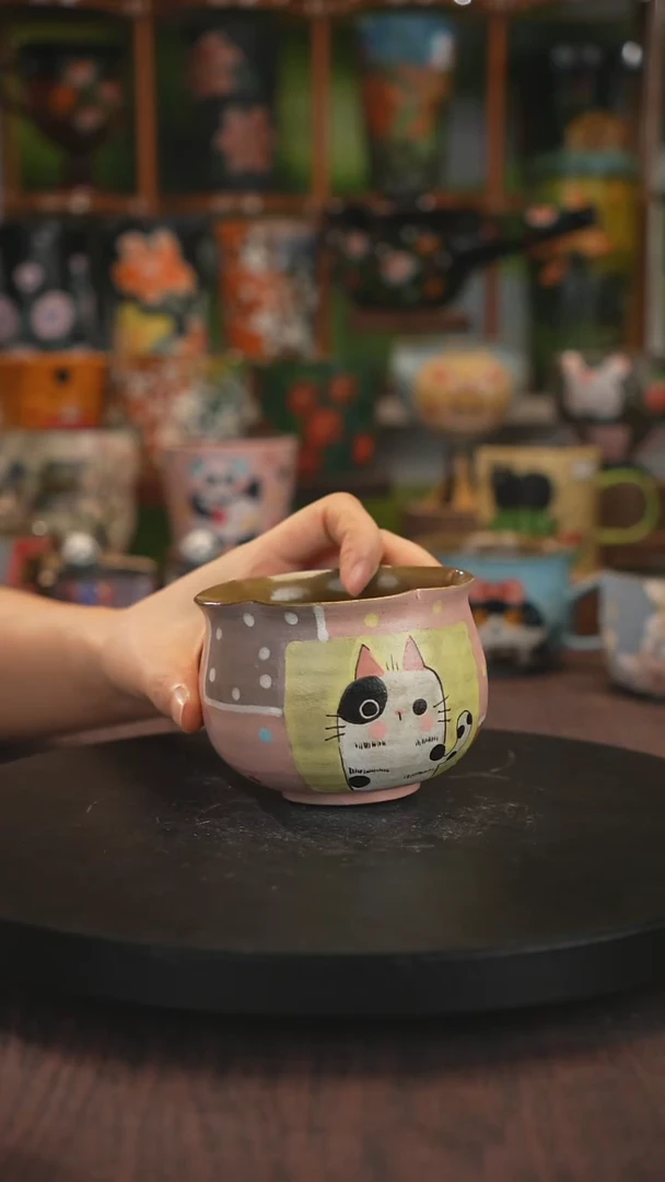 紫砂油画手绘釉下彩脏脏杯