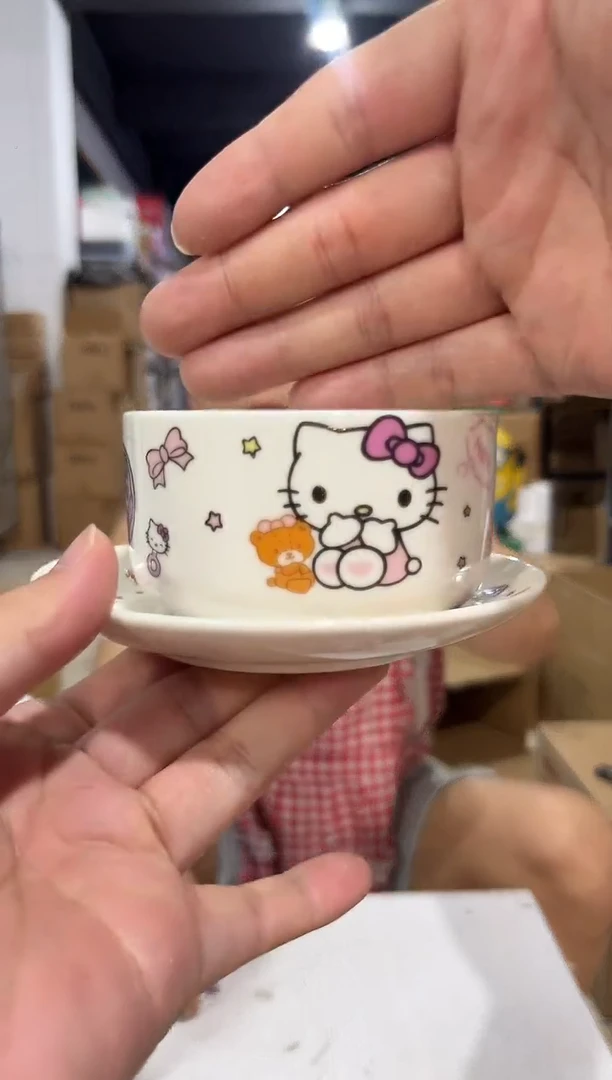 瓷片白色kt猫一杯一碟