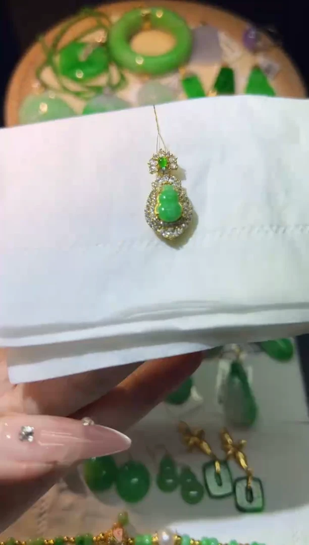 【闪购商品】翡翠颈饰银S925镶嵌Y缅料A货/支持复检/一件