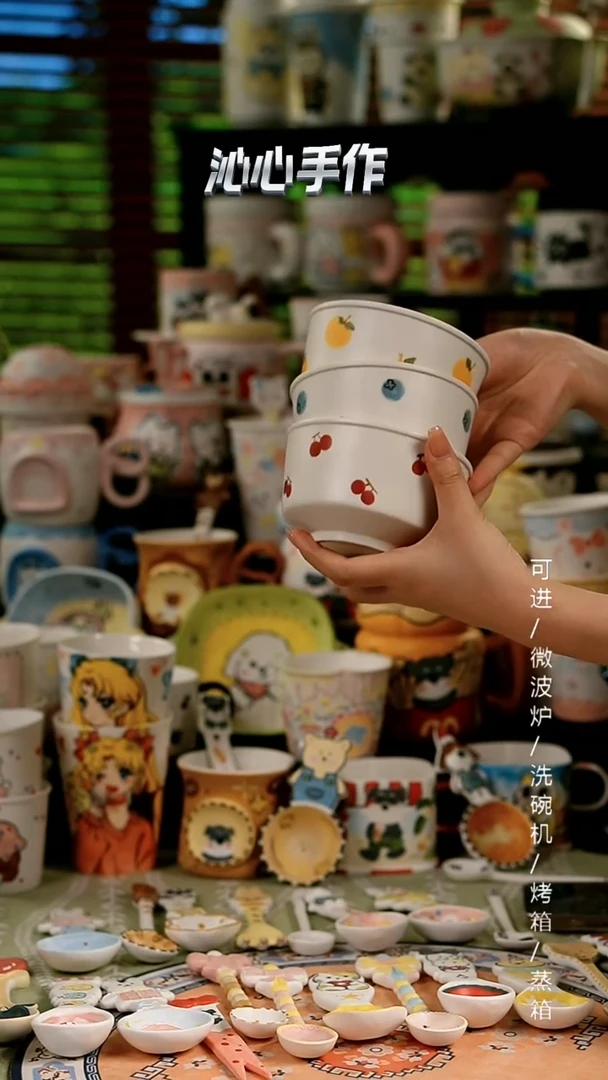 陶瓷无盖款景德镇高温釉下彩纯手绘