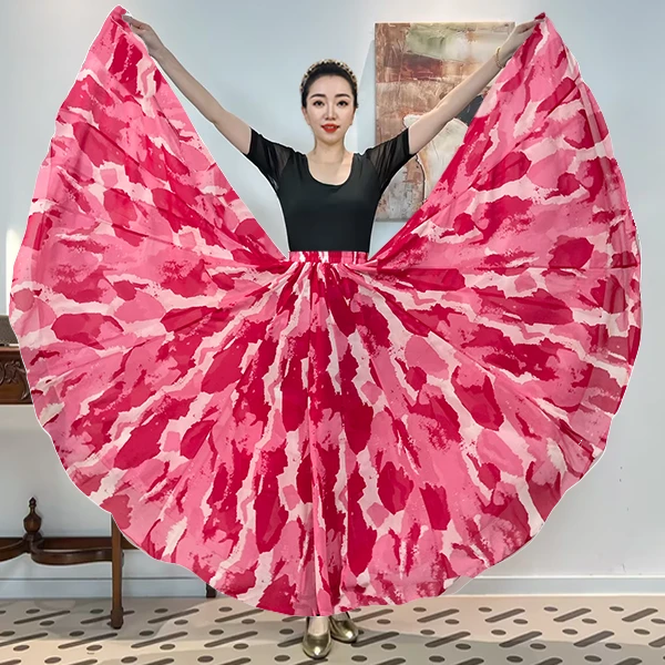 《粉色迷踪》人丝混纺满铺花半身裙/720大摆带内衬