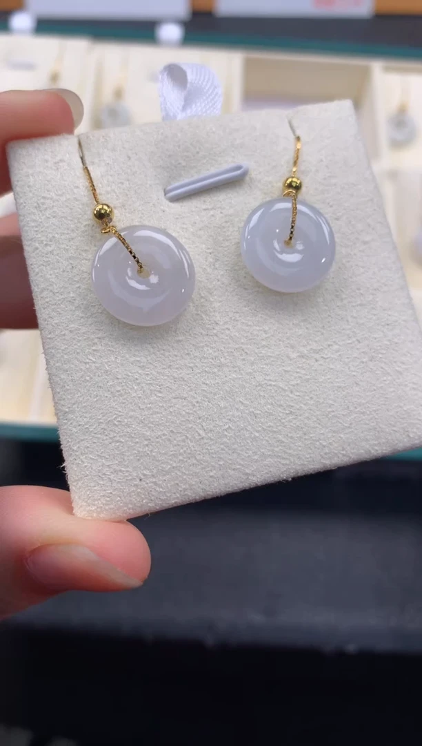 银S925镶嵌翡翠耳坠FC562 翡翠耳线 多样性发其一