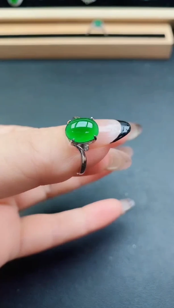 翡翠戒指银S925镶嵌508500