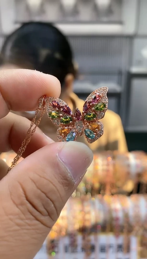 银S925镶嵌吊坠碧玺345354354354354