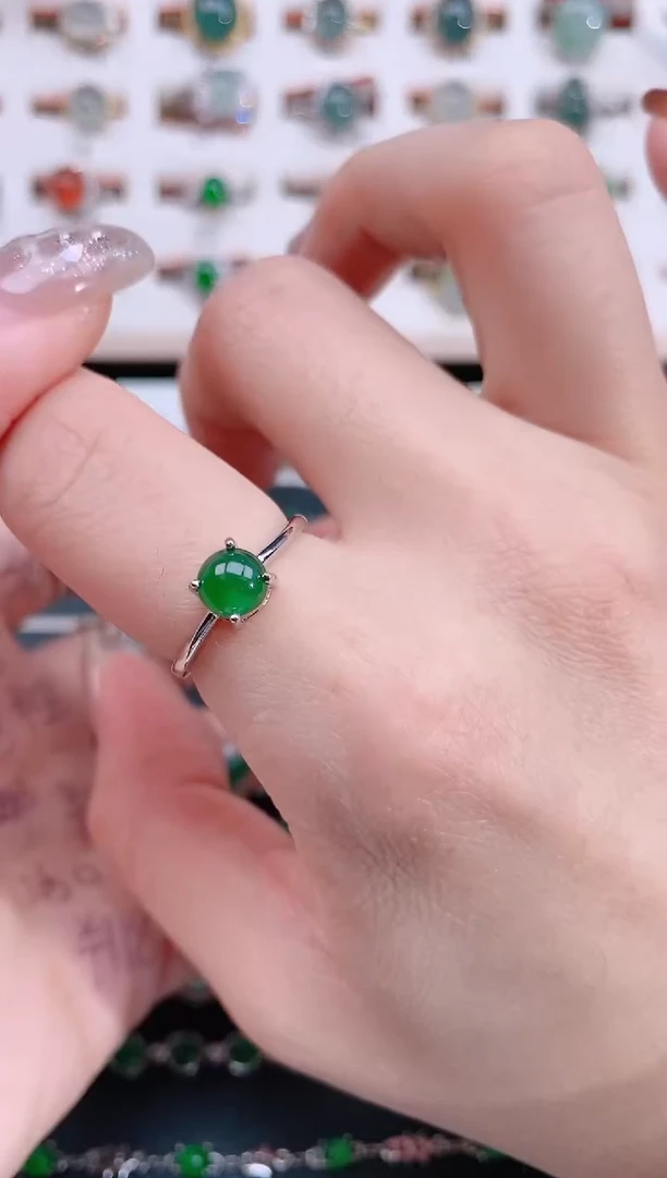 银S925镶嵌戒指翡翠天然翡翠
